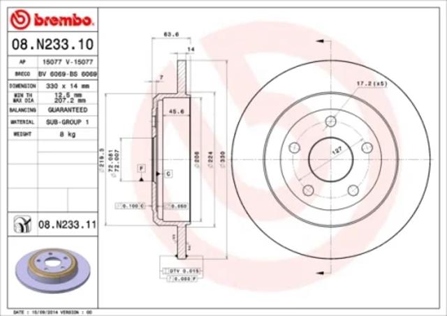 Тормозные диски 08N23311 BREMBO