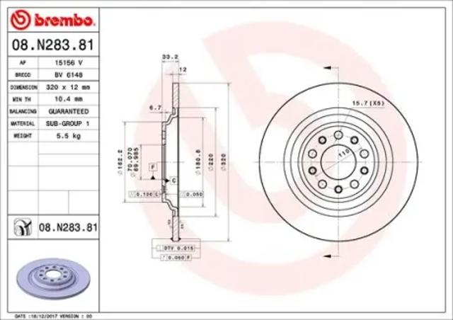 Тормозные диски 08N28381 BREMBO