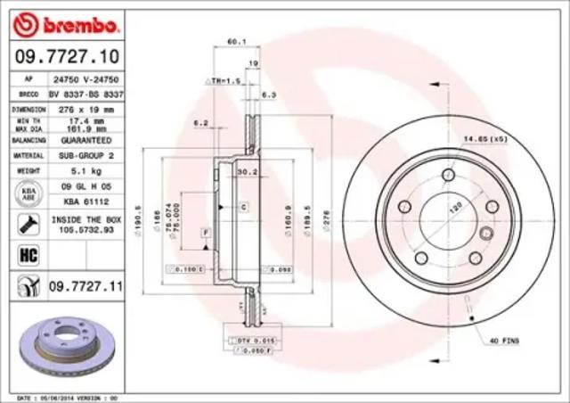 Тормозной диск 09772711 BREMBO
