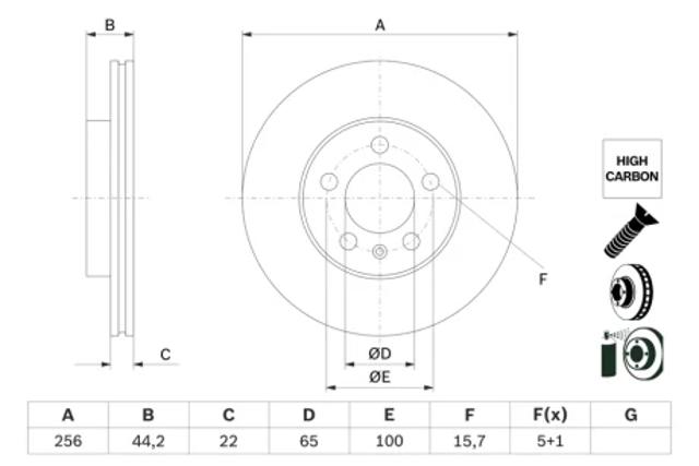 Передний тормозной диск 0986479F32 BOSCH