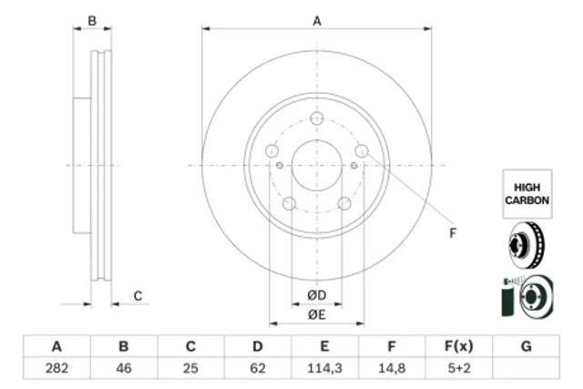 Передний тормозной диск 0986479F92 BOSCH
