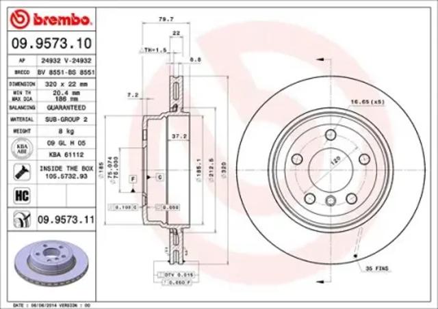 Дисковый тормоз 09957311 BREMBO