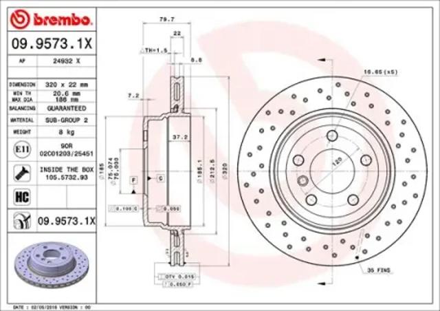 Задний дисковый тормоз 0995731X BREMBO
