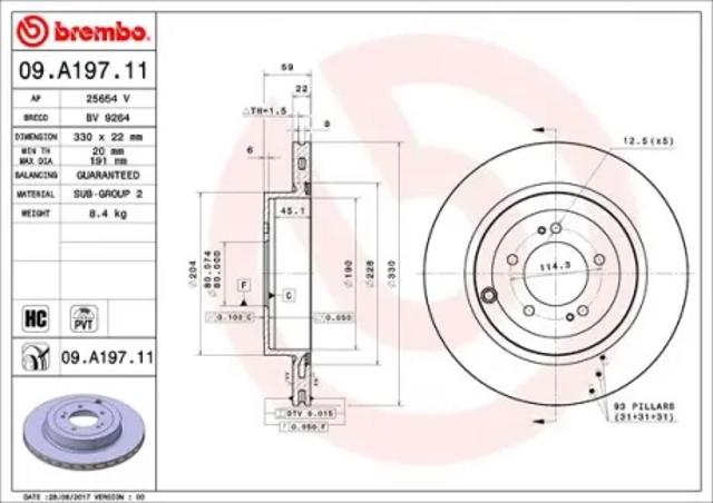 Тормозные диски 09A19711 BREMBO