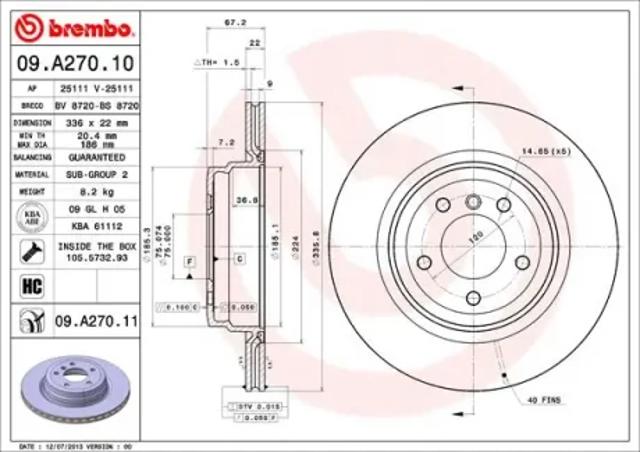 Дисковый тормоз 09A27011 BREMBO