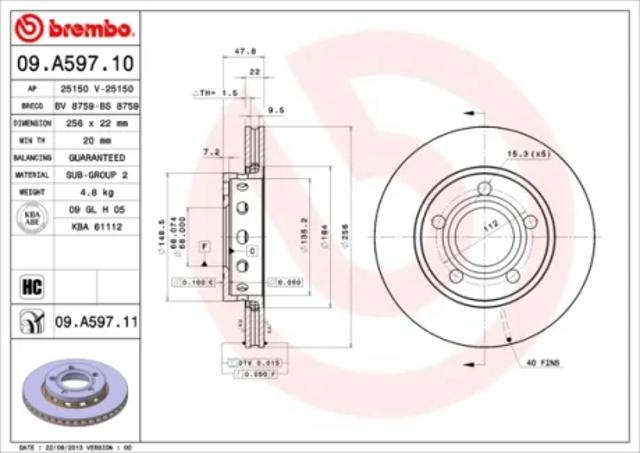 Тормозные диски 09A59711 BREMBO