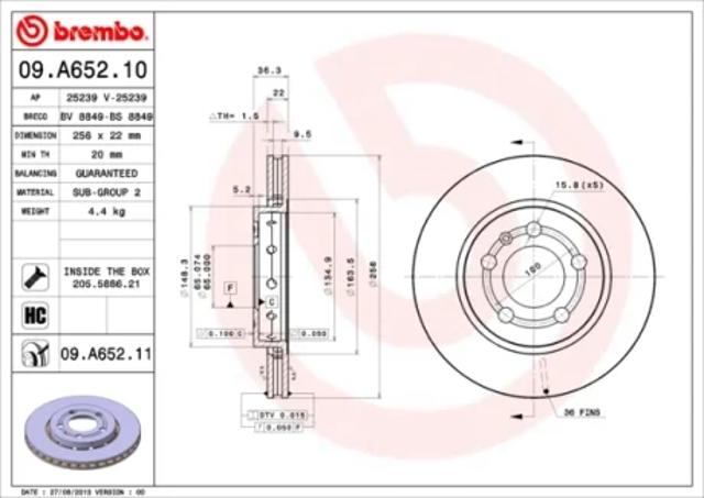 Задний дисковый тормоз 09A65211 BREMBO