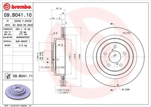 Дисковый тормоз 09B04111 BREMBO