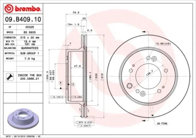 Тормозной диск 09B40910 BREMBO