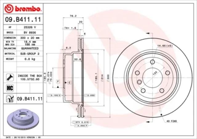 Дисковый тормоз 09B41111 BREMBO