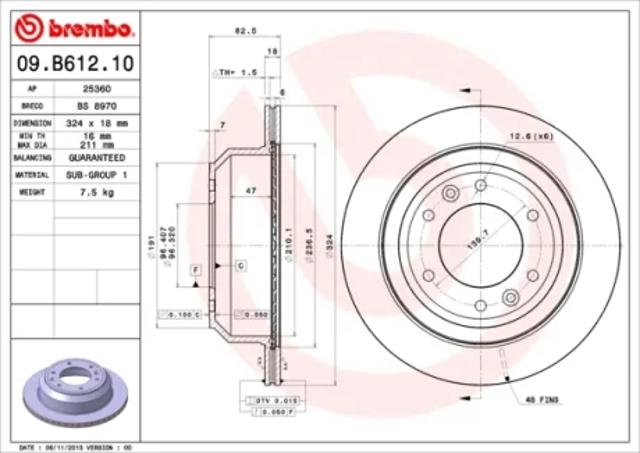 Тормозные диски 09B61210 BREMBO