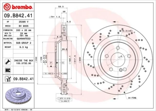 Диск тормозной задний 09B84241 BREMBO