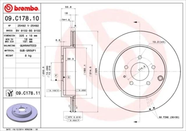Задний тормозной диск 09C17811 BREMBO