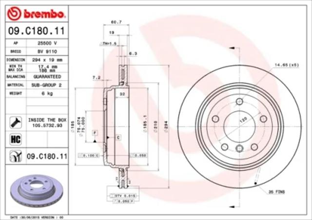 Тормозные диски 09C18011 BREMBO