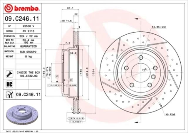 Задний дисковый тормоз 09C24611 BREMBO