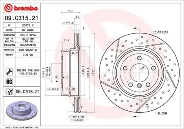 Задний тормозной диск 09C31521 BREMBO