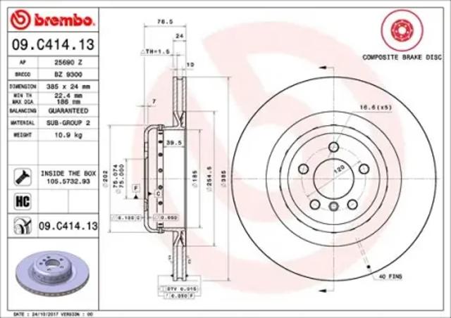 Дисковый тормоз 09C41413 BREMBO