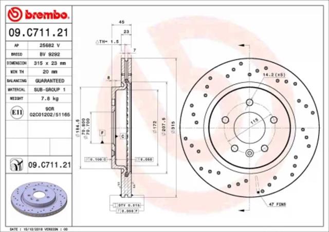 Дисковый тормоз 09C71121 BREMBO