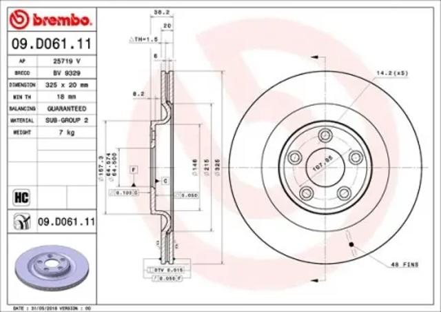 Тормозные диски 09D06111 BREMBO