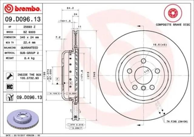 Задний дисковый тормоз 09D09613 BREMBO