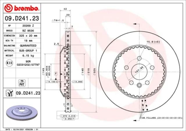 Задний тормозной диск 09D24123 BREMBO