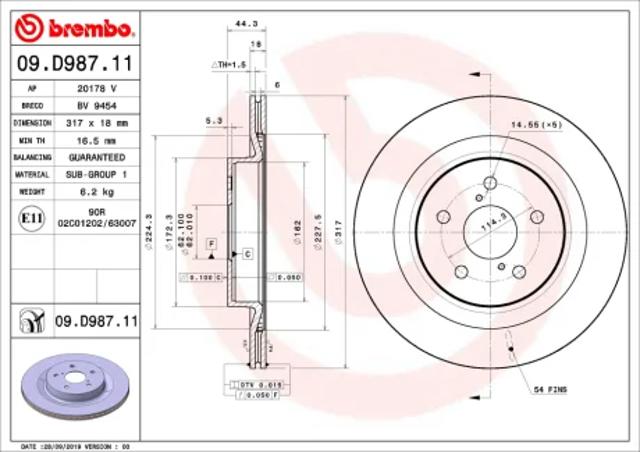 Тормозной диск 09D98711 BREMBO
