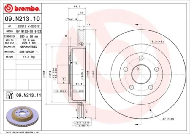 Дисковый тормоз 09N21311 BREMBO