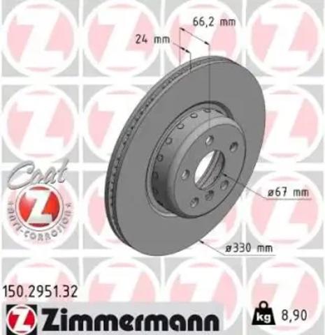 Диск тормозной передний 150295132 ZIMMERMANN