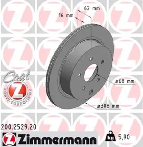 Задний тормозной диск 200252920 ZIMMERMANN