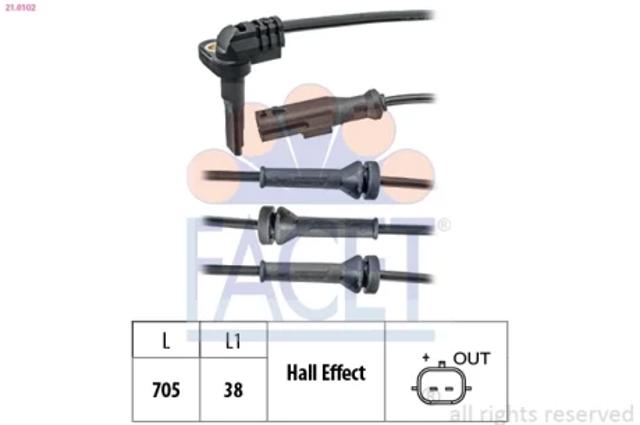 Передний датчик АБС 210102 FACET