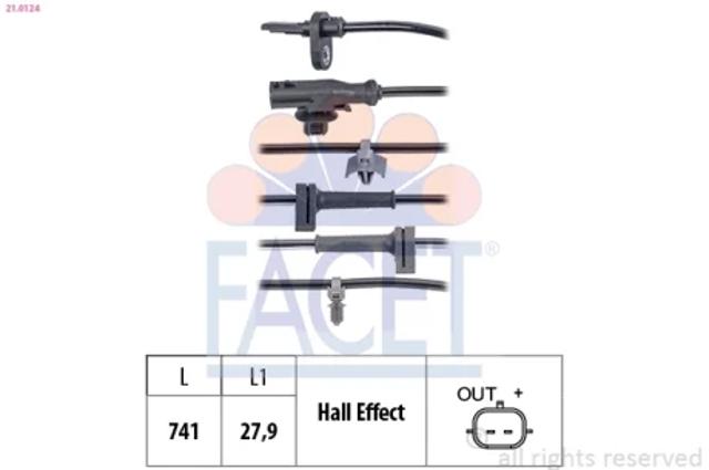 Датчик ABS передний 210124 FACET