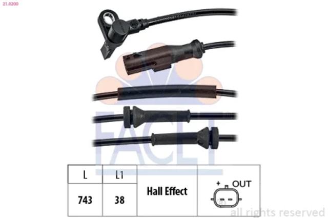 Датчик АБС (ABS) передний 210200 FACET