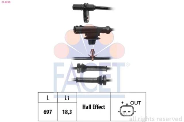 Датчик ABS задний 210230 FACET