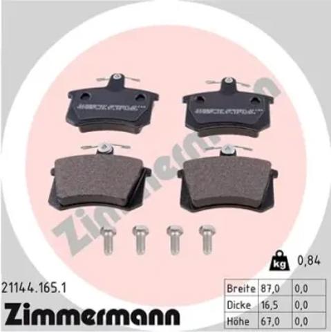 Задние тормозные колодки 211441651 ZIMMERMANN