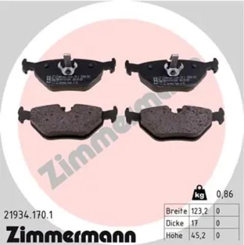 Комплект задних колодок 219341701 ZIMMERMANN