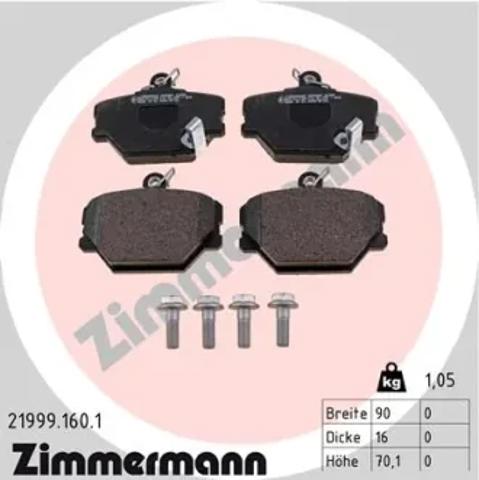Колодки тормозные дисковые комплект 219991601 ZIMMERMANN