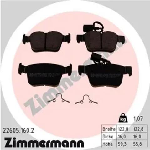 Колодки тормозные задние, дисковые 226051602 ZIMMERMANN