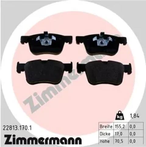 Передние тормозные колодки 228131701 ZIMMERMANN