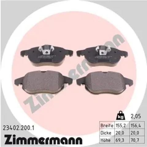 Колодки тормозные 234022001 ZIMMERMANN