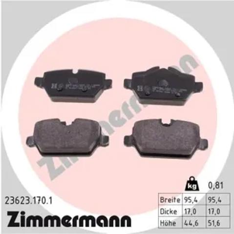 Задние тормозные колодки 236231701 ZIMMERMANN