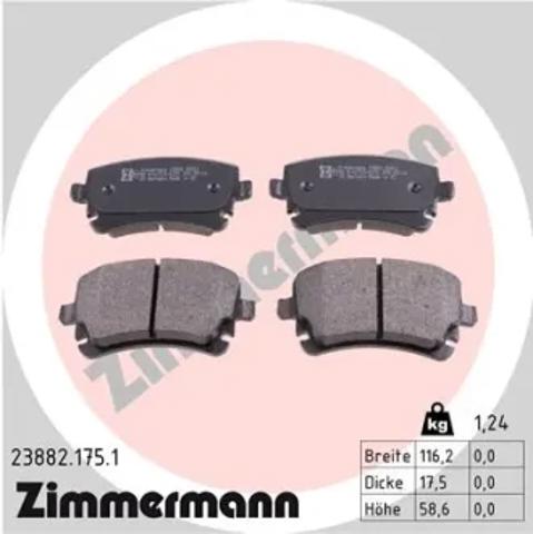 Колодки на тормоз задний дисковый 238821751 ZIMMERMANN