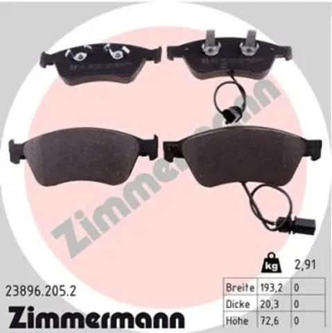 Колодки тормозные 238962052 ZIMMERMANN