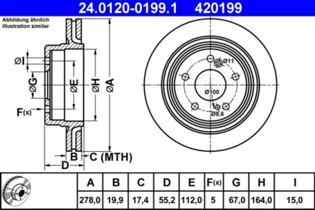 Тормозной диск 24012001991 ATE
