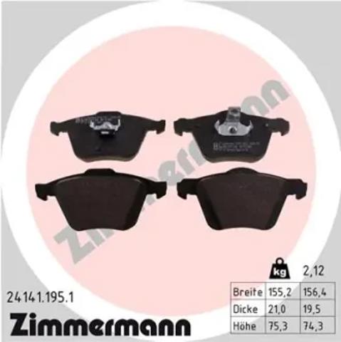 Колодки тормозные 241411951 ZIMMERMANN