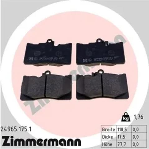 Передние тормозные колодки 249651751 ZIMMERMANN