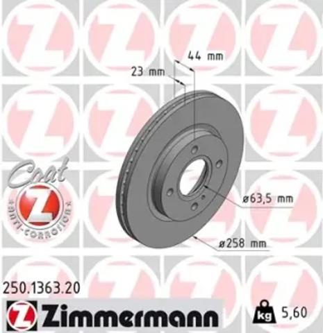 Диск тормозной передний 250136320 ZIMMERMANN