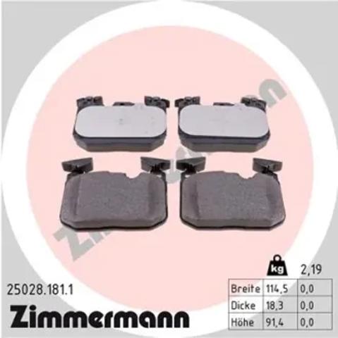 Колодки тормозные 250281811 ZIMMERMANN