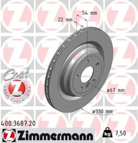 Задний дисковый тормоз 400368720 ZIMMERMANN