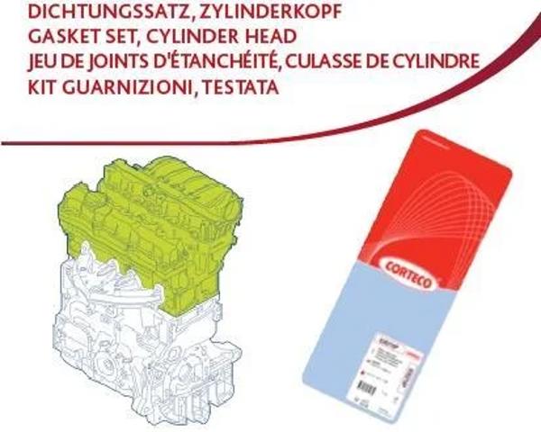 Комплект прокладок двигателя верхний 418717P CORTECO