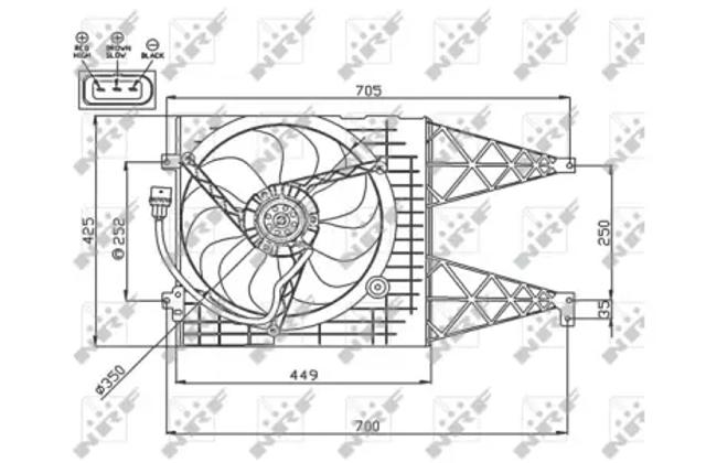 47744 Диффузор радиатора охлаждения, в сборе с мотором и крыльчаткой купить Павлоград